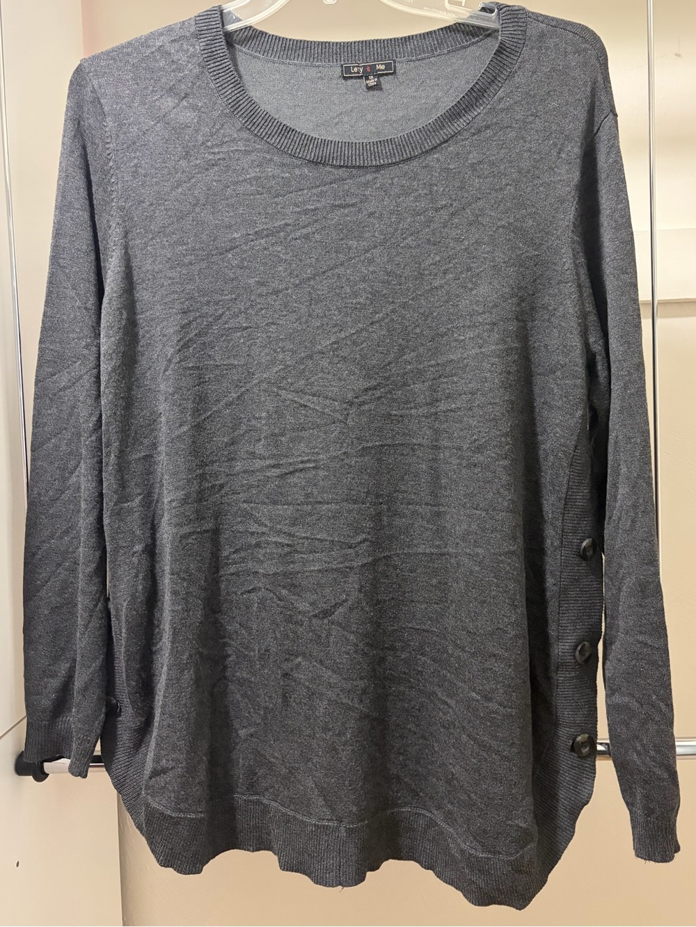 Women’s Charcoal Gray Button-Side Knit Sweater